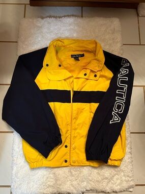 Vintage Nautica Yellow & Navy Windbreaker Jacket Women’s Small